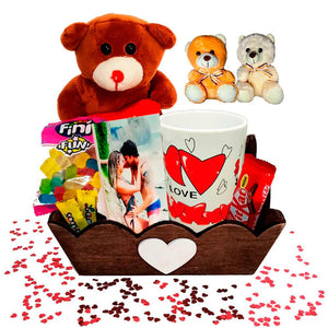 Pack regalo San Valentín con osito, taza y foto personalizada