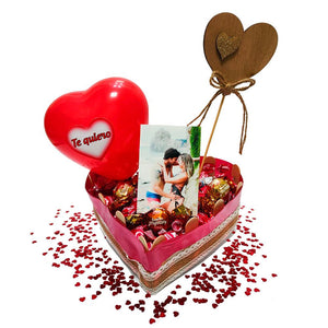 Caja regalo corazon para San Valentín con foto personalizada